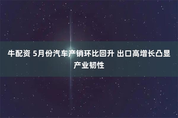 牛配资 5月份汽车产销环比回升 出口高增长凸显产业韧性